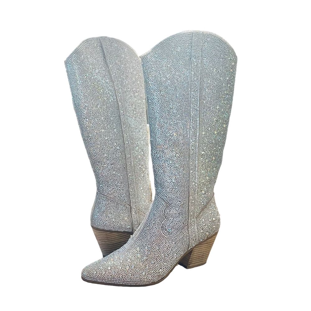 Matisse Western Boots Nashville Rhinestone Clear And Iridescent Size 10 New Box